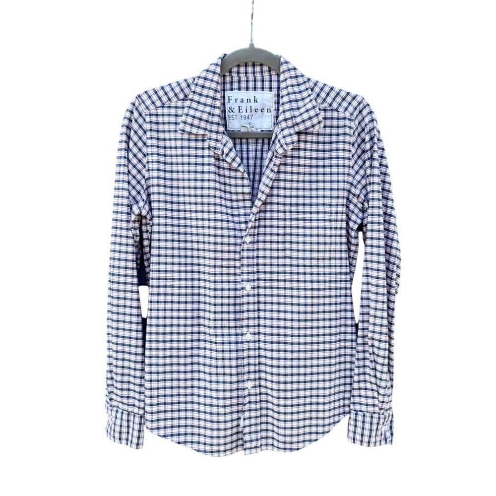 FRANK & EILEEN Barry Tailored Button Up Shirt Italian Flannel Plaid Small S
